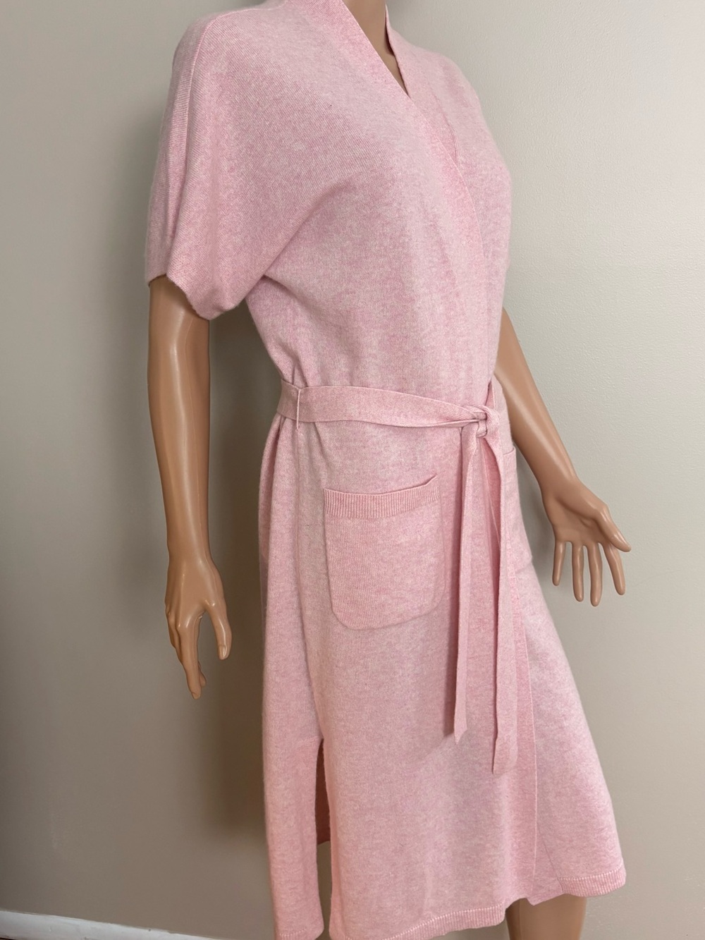 Women's ISAAC MIZRAHI LIVE Soft Pink LOVE CASHMERE Knit LONG Wrap SWEATER Duster